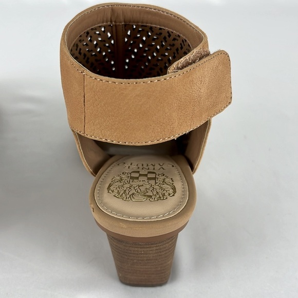 Vince Camuto Dastana Nubuck Leather Peep-Toe Sandal Stacked Heel Sz 7M - Picture 13 of 16